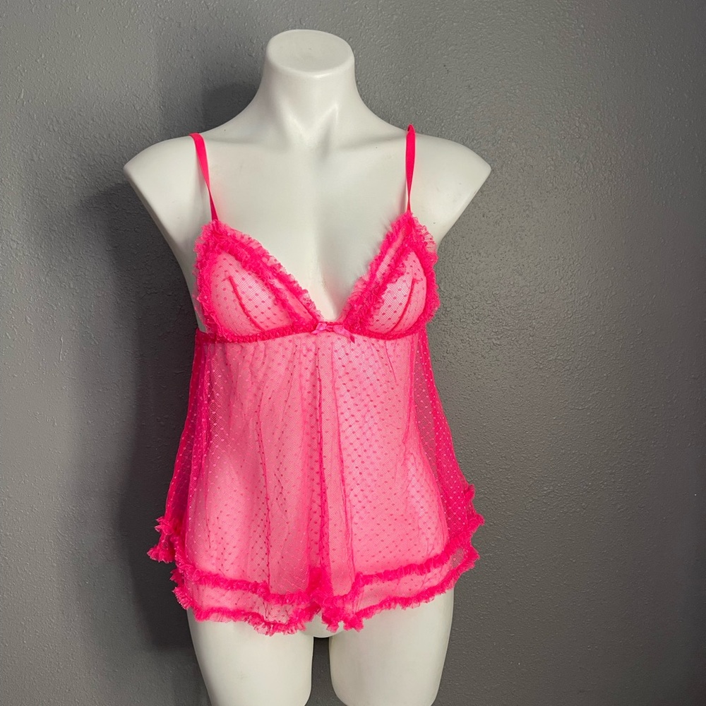 Yandy Neon Pink Lace Lingerie Set